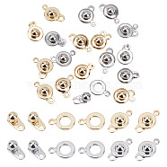 20 Sets 2 Colors 201 Stainless Steel Snap Clasps, Golden & Stainless Steel Color, 15x9x5mm, Hole: 1.5~1.8mm, 10 sets/color(STAS-SC0004-14)