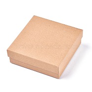 Square Kraft Paper Jewelry Boxes, Necklace Boxes, with Black Sponge, BurlyWood, 11.2x11.2x3.8cm(CBOX-L008-002)