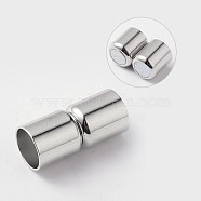 Column Brass Magnetic Clasps with Glue-in Ends, Cadmium Free & Nickel Free & Lead Free, Platinum, 20x9mm, Hole: 8mm(KK-F365-01-NR)