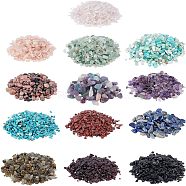 Nbeads 650g 13 Style Natural Chip Beads, No Hole/Undrilled, Rose Quartz & Amazonite & Green Fluorite & Turquoise & Red Jasper & Amethyst & Garnet & Labradorite & Black Tourmaline & Rhodonite & Obsidian & Lapis Lazuli, 2~12x2~10x1~4mm(G-NB0002-18)