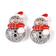 Christmas Theme Transparent Epoxy Resin Decoden Cabochons, with Glitter Powder, Snowman, 33x22x9mm(CRES-T025-01C)