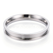 201 Stainless Steel Grooved Finger Ring Settings, Ring Core Blank, for Inlay Ring Jewelry Making, Stainless Steel Color, Inner Diameter: 21mm(RJEW-TAC0017-4mm-05A)