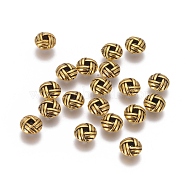 Zinc Alloy Spacer Beads, Flat Round, Cadmium Free & Nickel Free & Lead Free, Antique Golden, 6x3.2mm, Hole: 2mm(PALLOY-ZN25847-AG-FF)