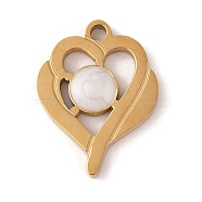 Ion Plating(IP) 304 Stainless Steel Enamel Pendants, Heart Charm, Golden, 16x12x2mm, Hole: 1.4mm(STAS-Z083-03G)