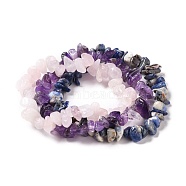 Chips Natural Mixed Stone Stretch Bracelets, Stackable Bracelets, 1/4~1/2 inch(0.8~1.4cm), Inner Diameter: 2-1/8~2-1/2 inch(5.4~6.4cm), 3pcs/set(BJEW-JB05642)