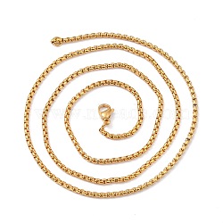 304 Stainless Steel Box Chain Necklaces, with Lobster Claw Clasps, Golden, 22.04 inch(56cm), 2mm(NJEW-F227-09G-04)