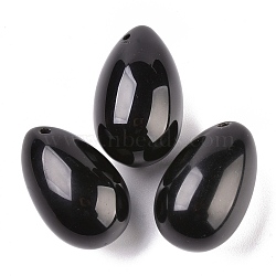 Natural Obsidian Pendants, Easter Egg Stone, 31x20x20mm, Hole: 2mm(G-P438-D-05)