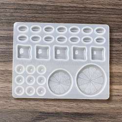 DIY Lemon Slice & Ice Block & Coffee Bean Filling Silicone Molds, Resin Casting Molds, for UV Resin, Epoxy Resin Decoration Accessories Making, White, 82x105x6.5mm, Inner Diameter: 7.5~33x6~32mm(DIY-E052-03)