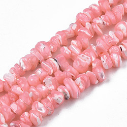 Natural Freshwater Shell Beads Strands, Dyed, Nuggets Chips, Light Salmon, 2.5~5.5x6~17.5x5~8mm, Hole: 0.8mm, about 92~112pcs/strand, 13.98 inch~16.14 inch(35.5~41cm)(SHEL-N003-23-B07)