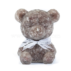 Resin Bear Display Decoration, with Natural Strawberry Quartz Chips inside Statues for Home Office Decorations, 155x130x180mm(PW-WG24074-02)