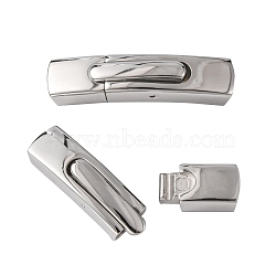304 Stainless Steel Bayonet Clasps, Rectangle, Stainless Steel Color, 35.7x8.2x6mm, Hole: 6x4mm(STAS-P158-01C-P)
