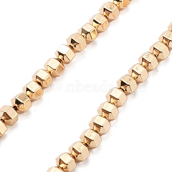 Synthetic Non-magnetic Hematite Beads Strands, Hexagon, Light Gold Plated, 3.5~4x4x4mm, Hole: 0.6mm, about 100pcs/strand, 17.32''(44cm)(G-M095-E01-01KCG)