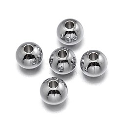Brass Beads, Lead Free & Nickel Free & Cadmium Free, Solid Round, Real Platinum Plated, 5mm, Hole: 2mm(KK-F0317-5mm-01P-NR)