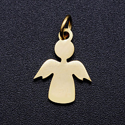 201 Stainless Steel Pendants, Stamping Blank Tag Charms, with Unsoldered Jump Rings, Angel, Golden, 15x11.5x1mm, Hole: 3mm, Jump Ring: 5x0.8mm(STAS-T046-JA343-2)