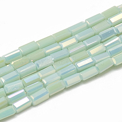 Electroplate Glass Beads Strands, Rainbow Plated, Imitation Jade Glass, Faceted Cuboid, Pale Turquoise, 4.5x2.5x2.5mm, Hole: 0.7mm, about 100pcs/strand, 18.11 inch(X-EGLA-Q101-B07)