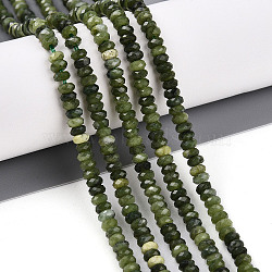 Natural Canadian Jade Beads Strands, Faceted, Rondelle, 3.5~4x2~2.5mm, Hole: 0.7~1mm, about 161~170pcs/strand, 14.69~15.35''(37.3~39cm)(G-T141-42)