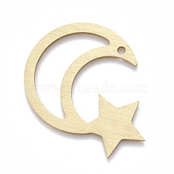 Aluminium Big Pendants, Laser Cut Big Pendants, Star & Moon, Golden, 45x52.5x1mm, Hole: 3mm(ALUM-T001-98G)