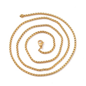 304 Stainless Steel Box Chain Necklaces, with Lobster Claw Clasps, Golden, 22.04 inch(56cm), 2mm