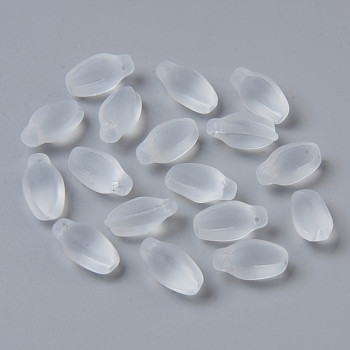 Transparent Spray Painted Glass Pendants, Frosted, Bud, Clear, 15x8.5x7.5mm, Hole: 1.2mm