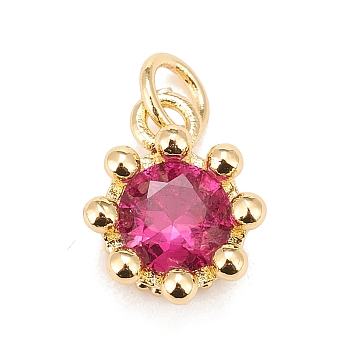 Brass Inlaid Clear Cubic Zirconia Charms, Real 18K Gold Plated, Lead Free & Cadmium Free, Crown, Cerise, 11.5x9.5x6mm, Hole: 3mm