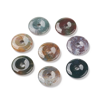 Donut/Pi Disc Natural Gemstone Pendants, Indian Agate, Donut Width: 12mm, 30x5mm, Hole: 6mm