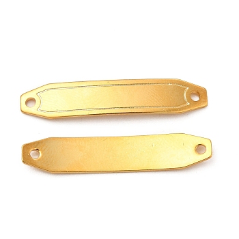 201 Stainless Steel Connector Charms, Curved Rectangle Links, Real 24K Gold Plated, 30.5x6x0.8mm, Hole: 1.4mm