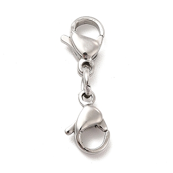 304 Stainless Steel Double Lobster Claw Clasps, Stainless Steel Color, 20mm