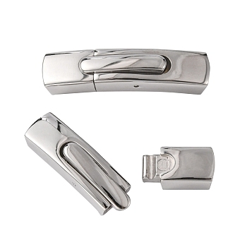 304 Stainless Steel Bayonet Clasps, Rectangle, Stainless Steel Color, 35.7x8.2x6mm, Hole: 6x4mm