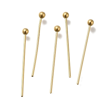 Brass Ball Head Pins, Lead Free & Cadmium Free, Real 24K Gold Plated, 20x0.6mm, Head: 2mm