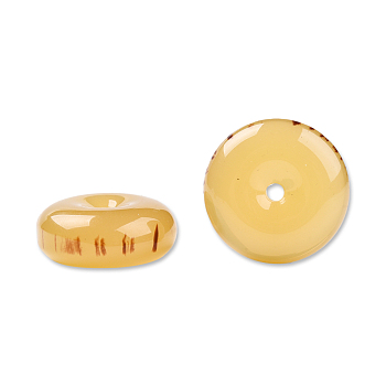 Resin Beads, Imitation Gemstone, Flat Round, Light Khaki, 25x10mm, Hole: 2.6~2.8mm