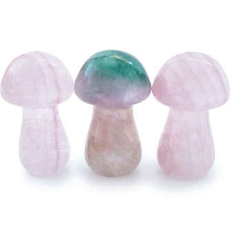 Natural Fluorite Healing Mushroom Figurines, Reiki Energy Stone Display Decorations, 35mm