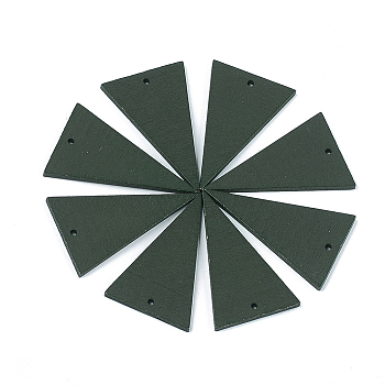 Spray Painted Wood Pendants, Triangle, Dark Slate Gray, 49x30x2.5mm, Hole: 2mm