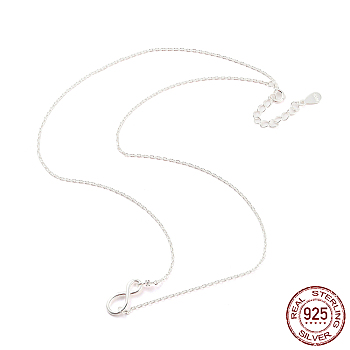925 Sterling Silver Infinity Pendant Necklace for Women, with S925 Stamp, Silver, 15.75 inch(40cm)
