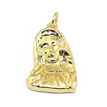 Brass Pendants, Long-Lasting Plated, with Jump Rings, Virgin Mary, Real 18K Gold Plated, 21x13x5mm, Hole: 3mm