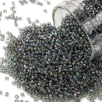 TOHO Round Seed Beads, Japanese Seed Beads, (176B) Dark Grey Black Diamond Transparent Rainbow, 15/0, 1.5mm, Hole: 0.7mm, about 15000pcs/50g