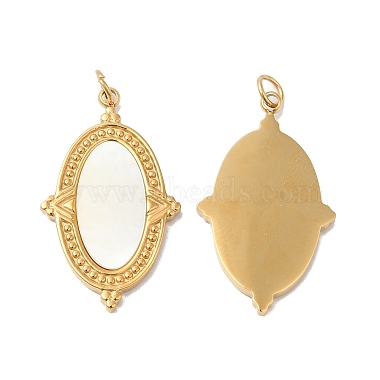 Real 14K Gold Plated White Oval Stainless Steel+Shell Pendants