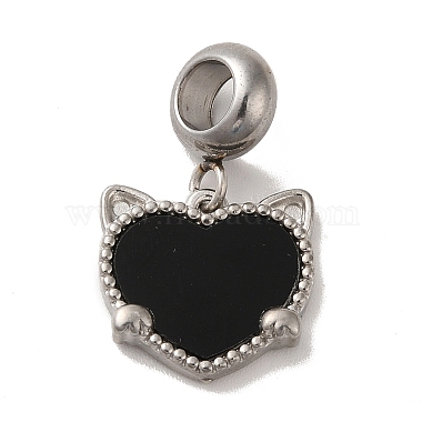 Black Cat Shape 304 Stainless Steel Dangle Charms