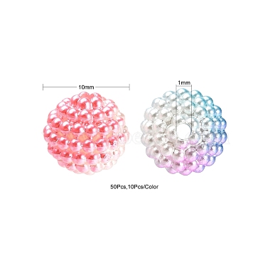 50 pièces 5 couleurs perles acryliques imitation perle(OACR-FS0001-04)-3