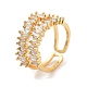 Brass with Cubic Zirconia Open Cuff Rings(RJEW-B053-04)-1
