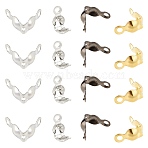 Brass Bead Tips, Calotte Ends, Clamshell Knot Cover, Gunmetal & Golden & Platinum & Silver Color Plated, 7x4mm, Hole: 1mm, Inner Diameter: 3mm, 4 colors, 100pcs/color, 400pcs/box(KK-AR0001-10)