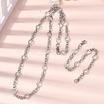 304 Stainless Steel Heart Link Chain Bracelet & Necklace Jewelry Sets, with Lobster Claw Clasps, Stainless Steel Color, 595mm(SJEW-L199-08P)