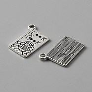 Tibetan Style Alloy Pendants, Cook Book, Antique Silver, 19x14x1.5mm, Hole: 2mm(FIND-CJC0004-13AS)