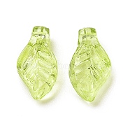 Transparent Acrylic Charms, for Earrings Accessories, Leaf Charms, Green Yellow, 9.7x5.5x3.6mm, Hole: 1.2mm(TACR-FS0001-39A)