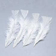 Turkey Feather Costume Accessories, Dyed, White, 135~160x30~55x1.5~2mm(FIND-T013-02N)
