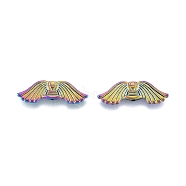 Rack Plating Alloy Bead, Wing, Rainbow Color, 10x31x3mm, Hole: 1.6mm(FIND-B010-04MC)