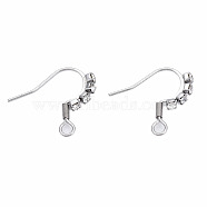 304 Stainless Steel Hooks, with Horizontal Loop and Clear Cubic Zirconia, Ear Wire, Stainless Steel Color, 18x17mm, Hole: 2mm, 21 Gauge, Pin: 0.7mm(STAS-N092-137)