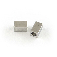 201 Stainless Steel Beads, Cuboid, Stainless Steel Color, 5x3x3mm, Hole: 2mm(STAS-S040-11)