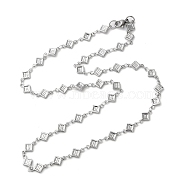304 Stainless Steel Rhombus Link Chain Necklaces, Stainless Steel Color, 19.96 inch(50.7cm)(NJEW-H019-03P)
