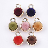 UV Plating Acrylic Charms, Flocky, Round, Mixed Color, Light Gold, 15x11x10.5mm, Hole: 3mm(FIND-T046-59B-LG)