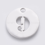 304 Stainless Steel Pendants, Cut-Out, Hollow, Flat Round with Number, Stainless Steel Color, Num.9, 19x1.5mm, Hole: 2.5mm(X-STAS-F233-09-P)